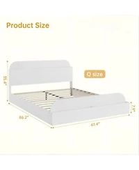 Gaomon Bed Frame With Storage Headboard Raised Footboard Low Platform Wood Slats No Box Spring