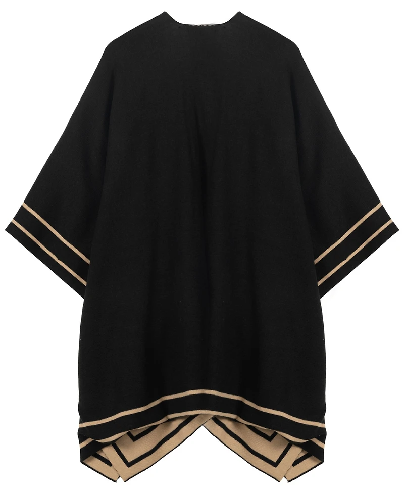 Lauren Ralph Reversible Border Stripe Ruana