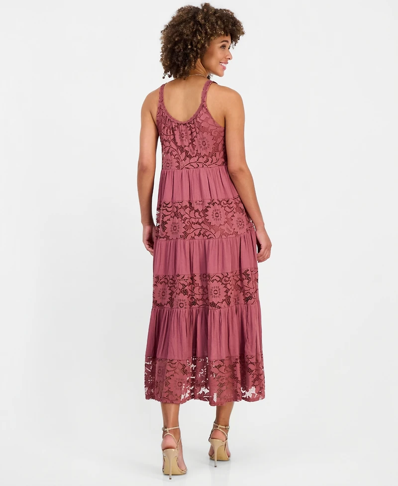Robbie Bee Women's Lace-Trim Maxi Dress