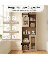 Volenca Farmhouse Bathroom Floor Cabinet with Sliding Barn Door, 59-in Tall
