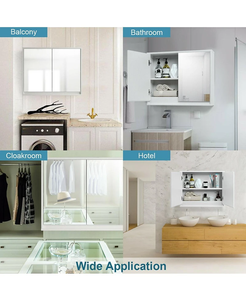 Volenca 2-Door Wall-Mounted Mirrored Medicine Cabinet, 22-in W