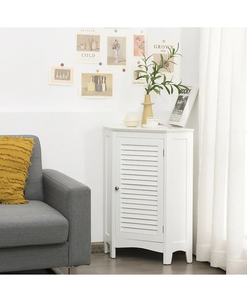 Volenca Corner Bathroom Cabinet with Shutter Door, 25-in W, 40-lb per Shelf
