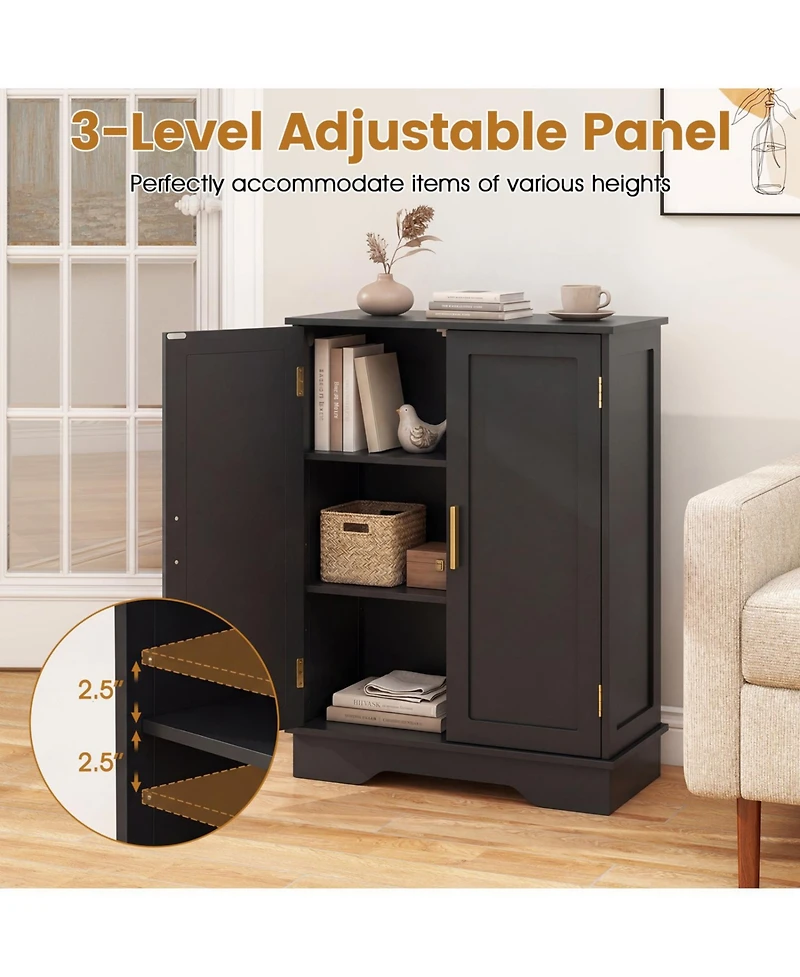 Volenca Bathroom Floor Storage Cabinet with 2 Doors and Adjustable Shelves, 31-in H