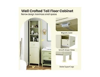 Volenca 67-in Tall Narrow Bathroom Cabinet with Fluted Door and Drawer