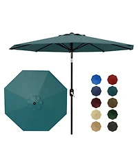 homfan 10Feet Patio Umbrella With Crank And Push-Button Tilt, 8 Sturdy Ribs, Waterproof Outdoor Parasol For Deck, Pool, Garden Table