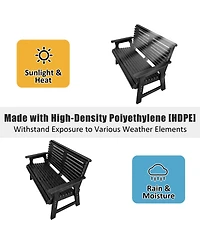 Mega Casa Hdpe All-Weather Outdoor Bench, Heavy-Duty Garden Patio Park Bench with Supportive Backrest for Porch and Backyard
