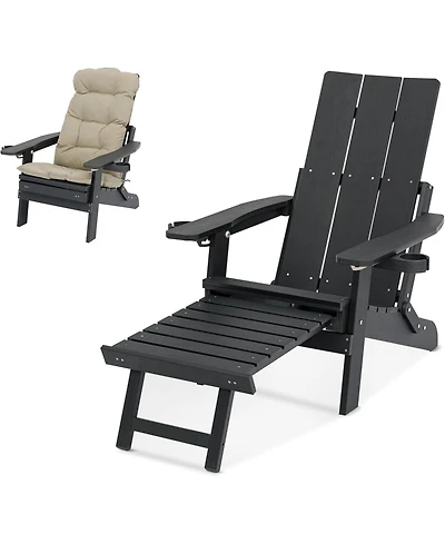 Maga Casa Premium Hips All-Weather Outdoor Chaise Lounge Chair, 5-Position Adjustable Folding Patio Recliner with Water-Repellent Cushion