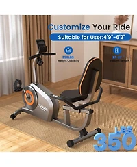 Fed Fitness Recumbent Exercise Bike, 16-Level Magnetic Resistance, Low-Impact Stationary Bike with Adjustable Seat and Backrest