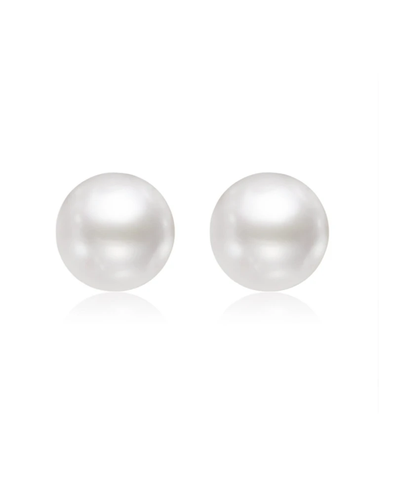 Miss Circle Women Freshwater Pearl White Gold Vermeil Studs