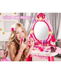 Gnuadz Vanity Makeup Table Mirror Chair Light Music Hair Dryer Toy Gift Kids 2-6 Years
