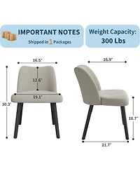gaomon Dining Chair Set of 2, Upholstered Fabric Dining Room Chairs with Curved Backrest, Metal Frame, Modern Kitchen Chairs for Living Room, Bedroom