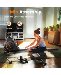 Fed Fitness Yosuda Magnetic Rowing Machine 16 Level Adjustable Resistance Bluetooth App Support Lcd Monitor with Comfortable Seat Cushion for Home Gym