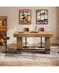 Tribesigns 62.2Inch Bar Table, Industrial Counter Height Pub Dining Table, Large Home Bar Unit