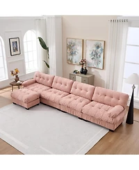 Clihome Modular Sectional Sofa Cloud Couch, L Shaped Sectional Couches for Living Room, Deep Seat Modular Couch with Round Armrests 6 Pillows