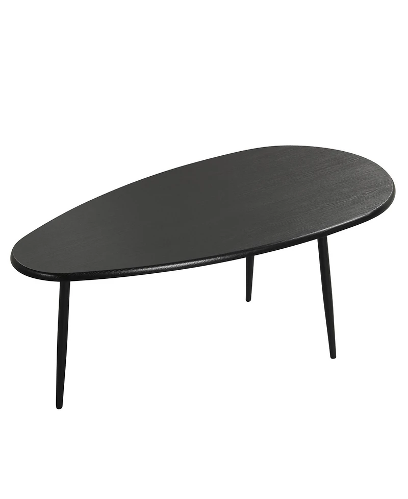 Slickblue Oval Mid Century Coffee Table with Metal Frame for Living Room Center