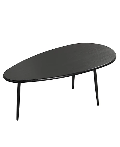 Slickblue Oval Mid Century Coffee Table with Metal Frame for Living Room Center