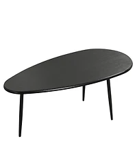 Slickblue Oval Mid Century Coffee Table with Metal Frame for Living Room Center