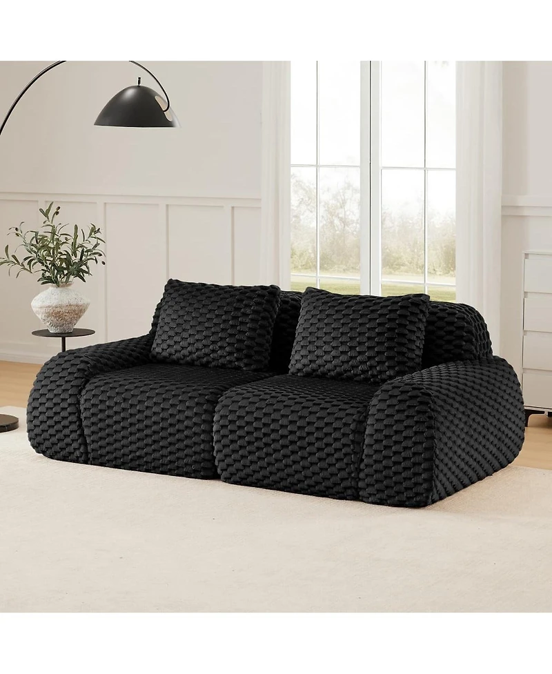 Maison Boucle 82'' Modern Flannelette Modular Loveseat Sofa, Deep Seat, 2 Seater
