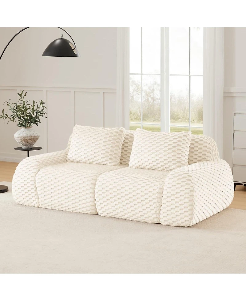 Maison Boucle 82'' Modern Flannelette Modular Loveseat Sofa, Deep Seat, 2 Seater