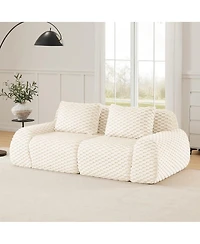 Maison Boucle 82'' Modern Flannelette Modular Loveseat Sofa, Deep Seat, 2 Seater