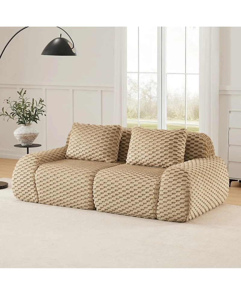 Maison Boucle 82'' Modern Flannelette Modular Loveseat Sofa, Deep Seat, 2 Seater