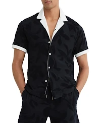 Reiss Men's Zuma Towelling Jacquard Cuban Shirt