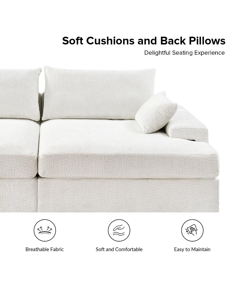 Hulala Home Tychon 87inch Upholstered Square Arm Deep Seating Sleeper Sofa