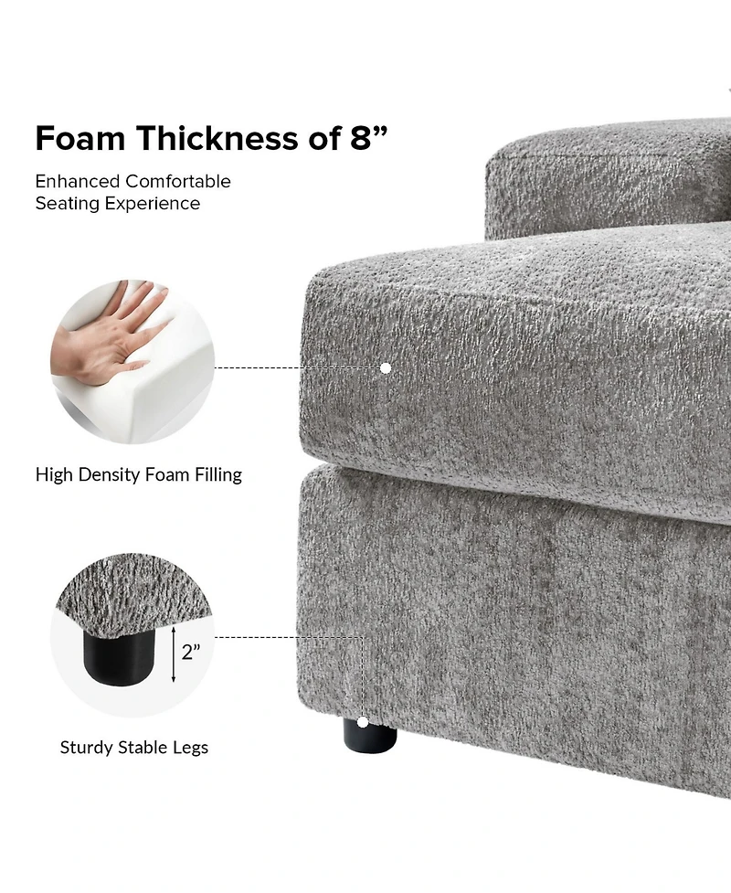 Hulala Home Tychon 87inch Upholstered Square Arm Deep Seating Sleeper Sofa