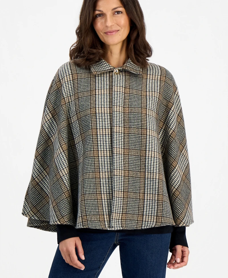 Style & Co Women's Plaid Houndstooth Topper, Macy's Exclusive