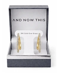 And Now This Crystal Double Row C Hoop Post Earrings