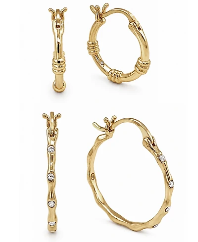 And Now This Duo Crystal Hoop and Textured Hoop, Set of 2