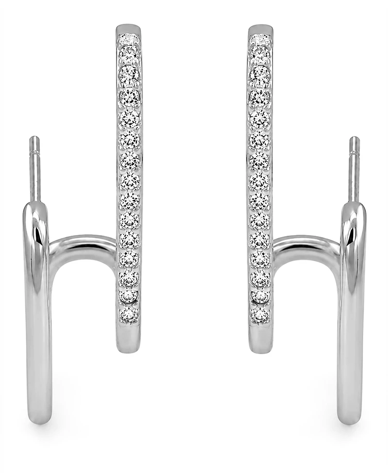 And Now This High Polished Clear Crystal Post Earring, Gold Plate and Silver Plate