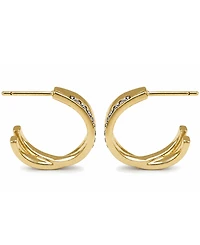 Essentials High Polished Clear Crystal Cross Over C Hoop Earring, Gold Plate and Silver Plate