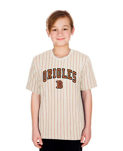 New Era Big Boys and Girls White Baltimore Orioles 2026 City Connect Pinstripe T-Shirt