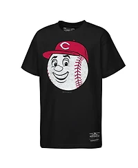 Mitchell & Ness Big Boys and Girls Black Cincinnati Reds Face Mascot T-Shirt