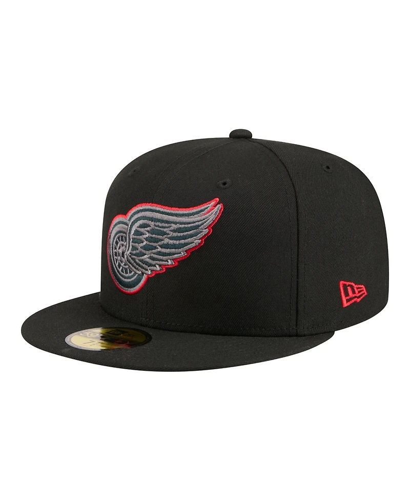 New Era Men's Black Detroit Red Wings Color Pop 59FIFTY Fitted Hat