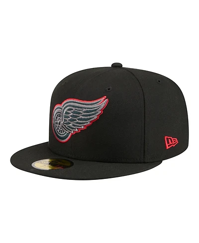 New Era Men's Black Detroit Red Wings Color Pop 59FIFTY Fitted Hat