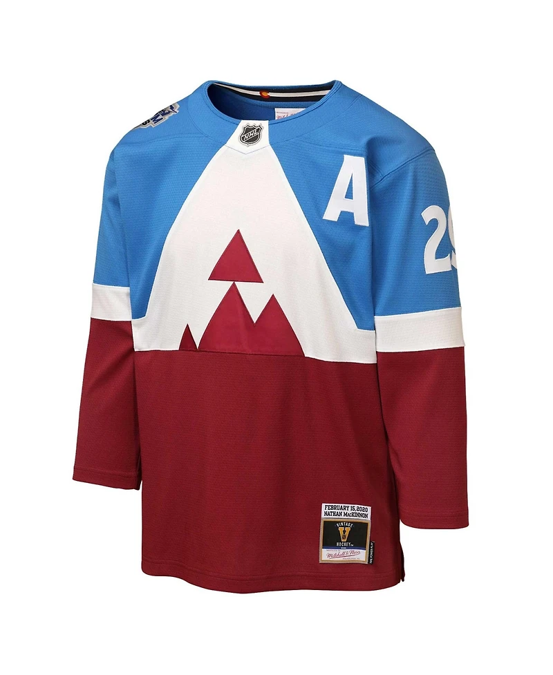 Mitchell & Ness Big Boys and Girls Nathan MacKinnon Blue/Burgundy Colorado Avalanche 2020 Stadium Series Power Play Jersey