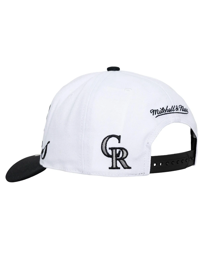 Mitchell & Ness Men's and Women's White/Black Colorado Rockies Xl Script Pro Crown Adjustable Hat