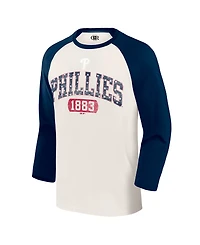Darius Rucker Collection By Fanatics Men's Cream/Navy Philadelphia Phillies Americana 3/4-Sleeve Raglan T-Shirt