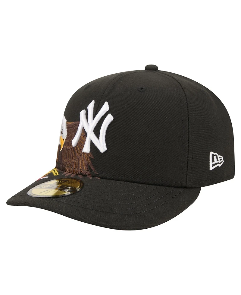 New Era Men's Black York Yankees Americana Bald Eagle Pre-Curved 59FIFTY Fitted Hat