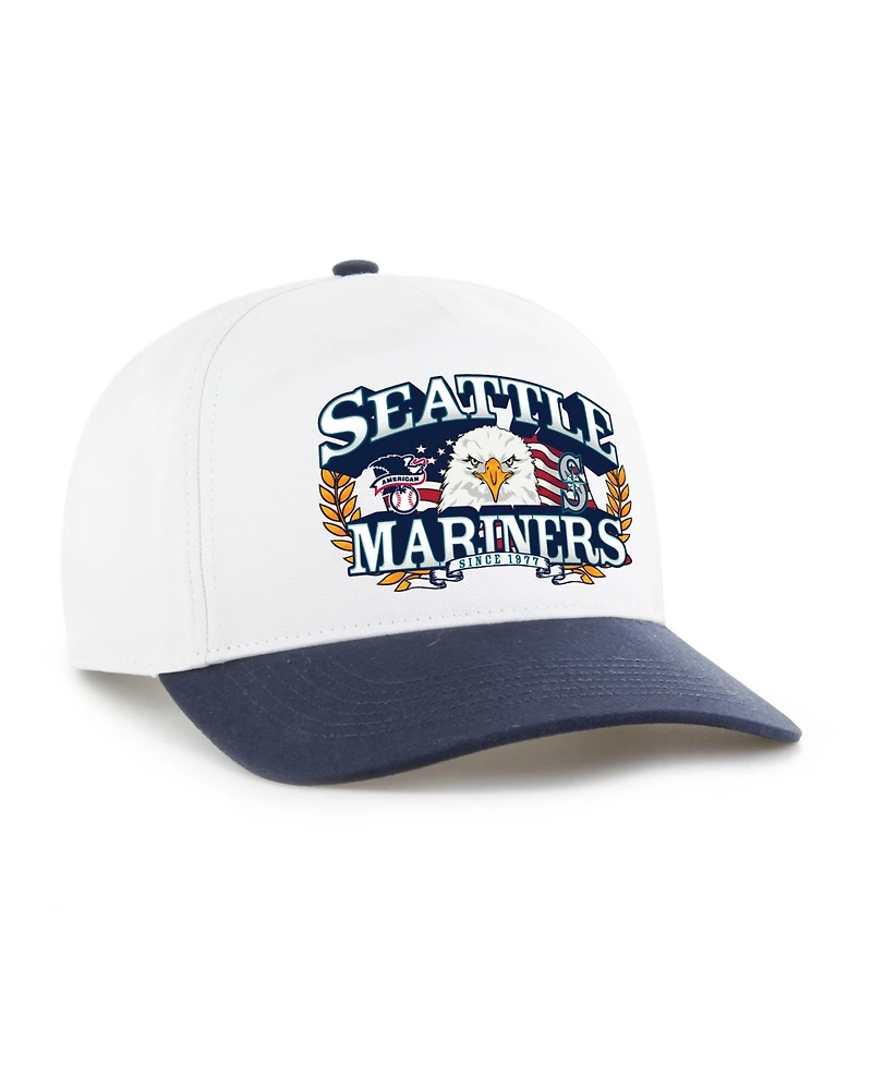 '47 Brand Men's White/Navy Seattle Mariners Americana Eagle Hitch Adjustable Hat