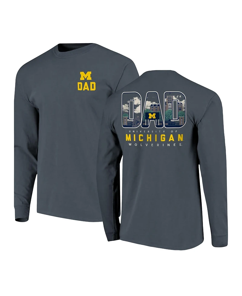 Image One Men's Navy Michigan Wolverines Father's Day Campus Drawing Long Sleeve T-Shirt