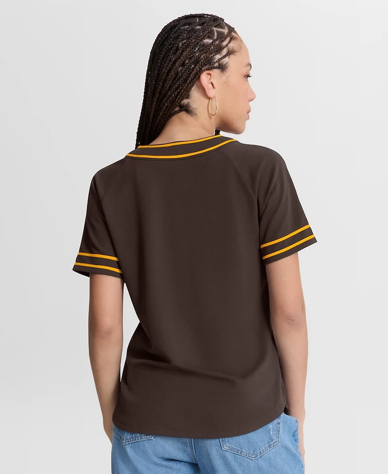 Fanatics Women's Brown San Diego Padres Diva Race Ahead Raglan V-Neck T-Shirt
