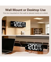 Jall 16 Inch Large Digital Wall Clock (Red) with Big Led Auto Dst Temperature Countdown Timer Alarm Night Light Perfect for Living Room and Office