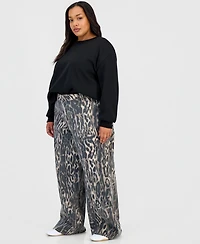 Madden Girl Trendy Plus Ultra 90s Printed Carpenter Jeans