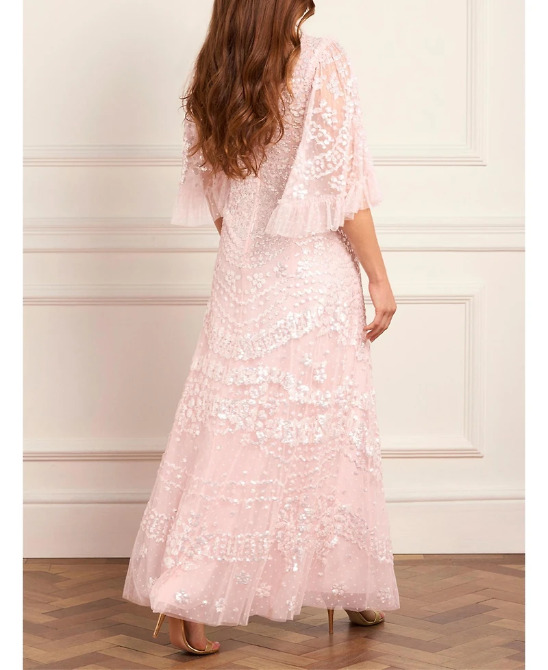 Needle & Thread Women's Anais Sequin 3/4 Sleeve Maxi Gown