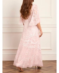 Needle & Thread Women's Anais Sequin 3/4 Sleeve Maxi Gown