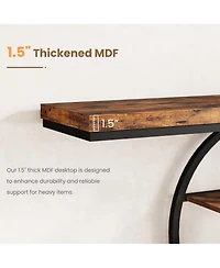 homfan 55 In Entryway Console Table with Storage Shelves, Narrow Industrial Sofa Table with O-Shaped Metal Frame