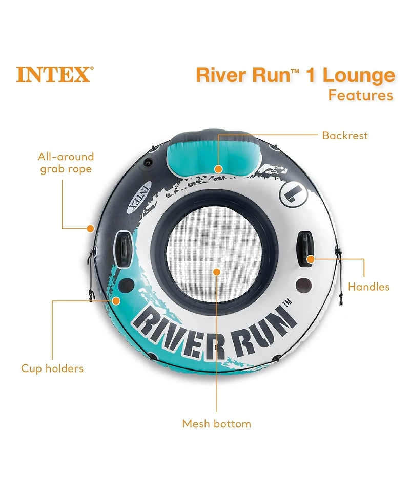 Intex River Run 1 53" Inflatable Floating Water Tube Lake Raft, Red (4 Pack)